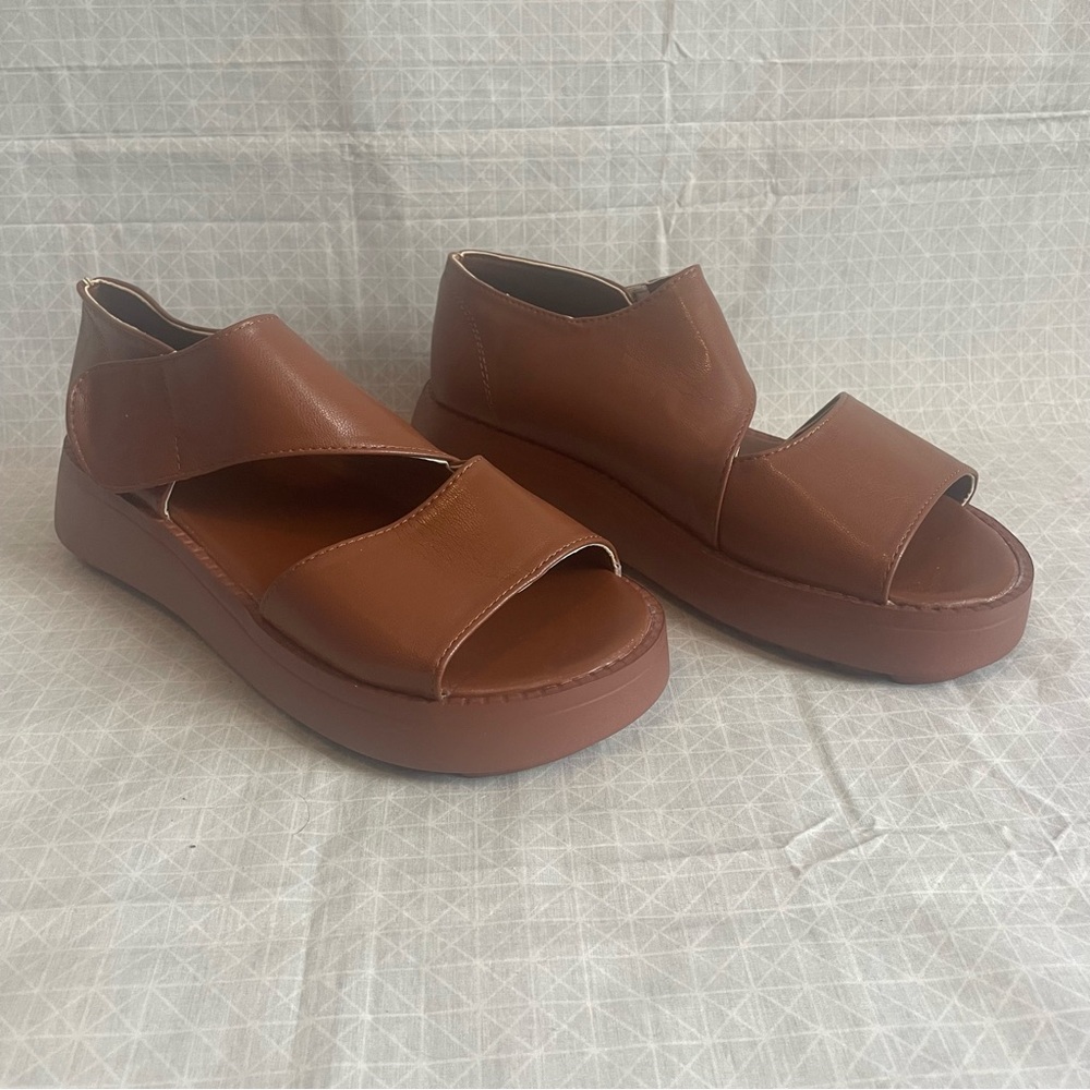 Vegan Leather Wide Strap Platform Sandals‎ 42